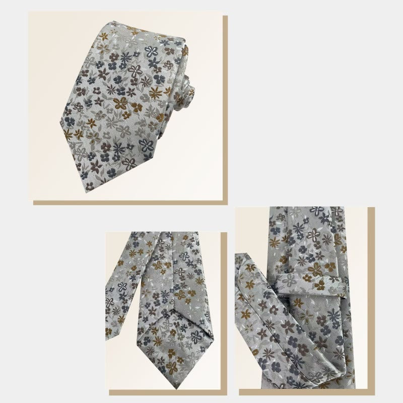 Cravate en polyester à fleurs printanières pour homme