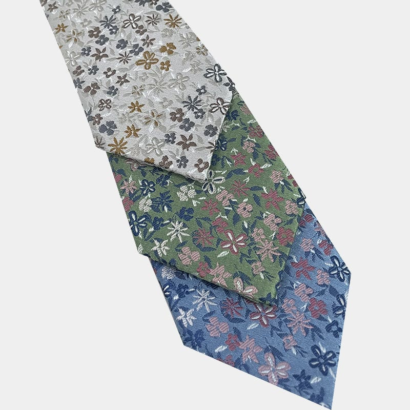 Cravate en polyester à fleurs printanières pour homme