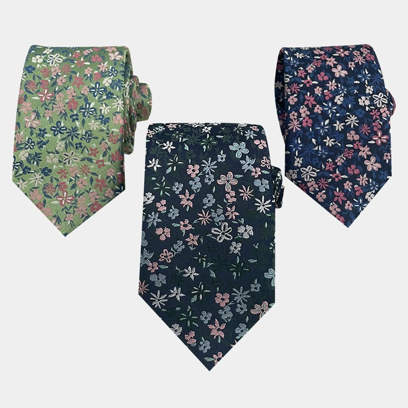 Cravate en polyester à fleurs printanières pour homme