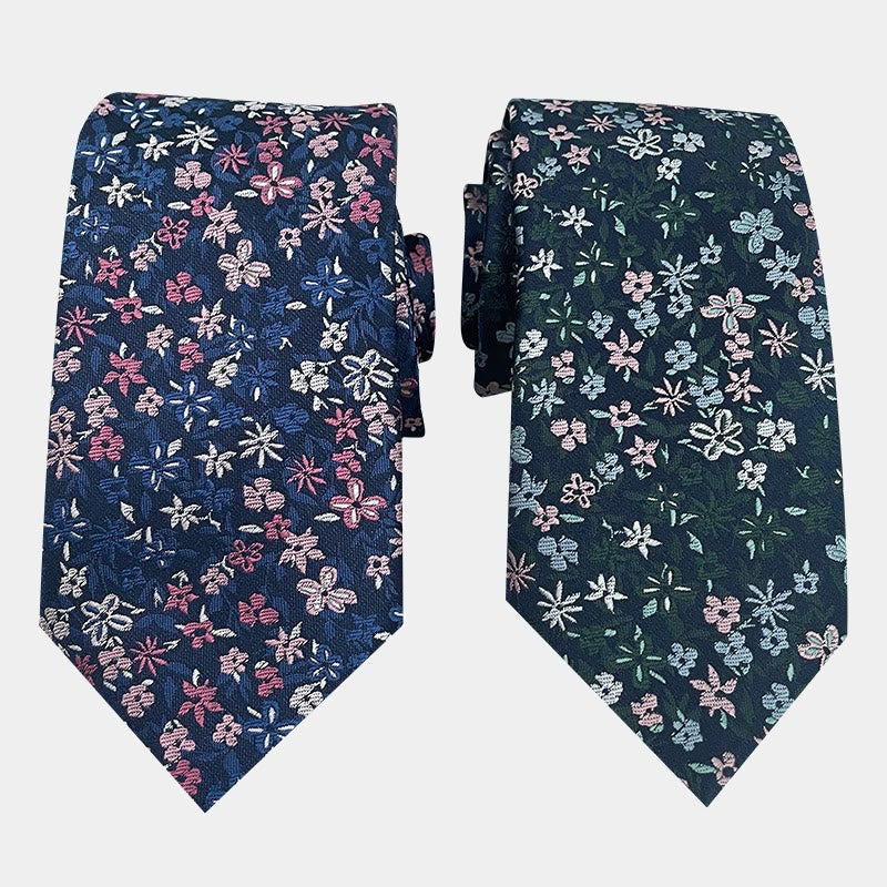 Cravate en polyester à fleurs printanières pour homme