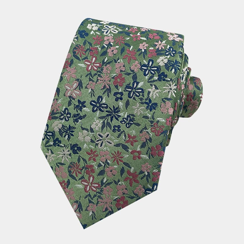 Cravate en polyester à fleurs printanières pour homme