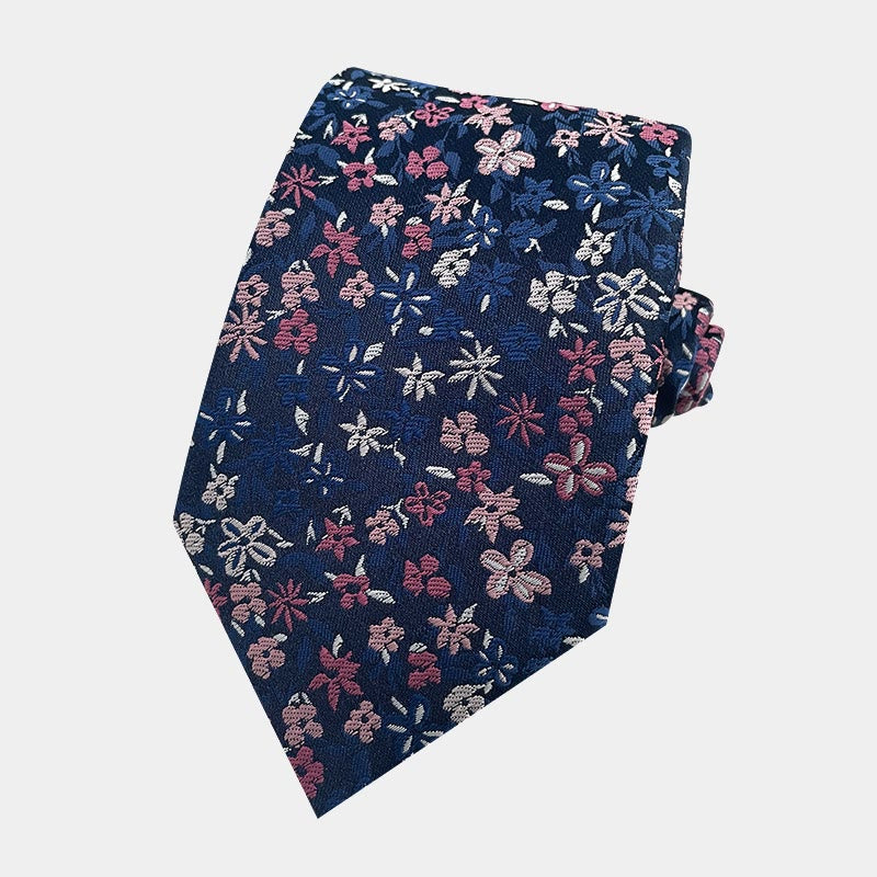 Cravate en polyester à fleurs printanières pour homme