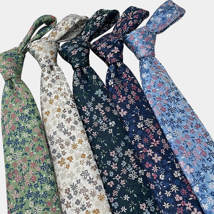 Cravate en polyester à fleurs printanières pour homme