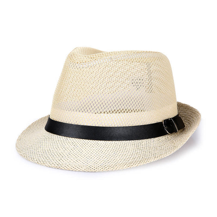 Chapeau Fedora en paille Panama simple et ajouré pour homme