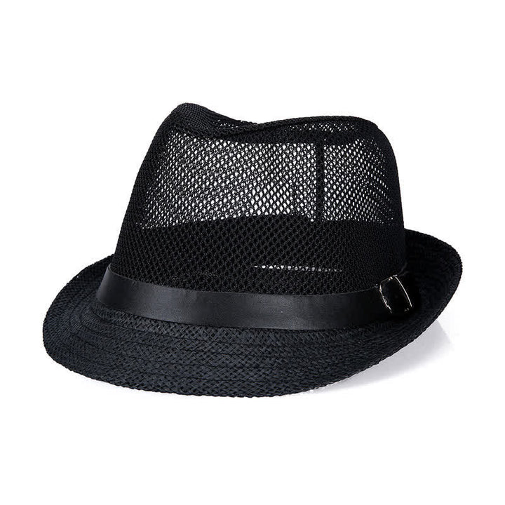 Chapeau Fedora en paille Panama simple et ajouré pour homme