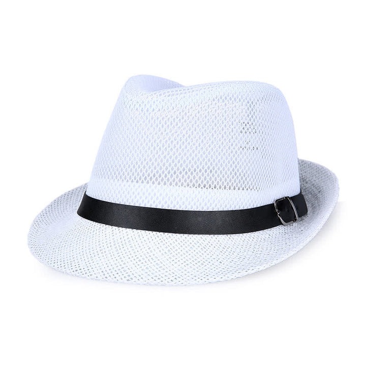 Chapeau Fedora en paille Panama simple et ajouré pour homme