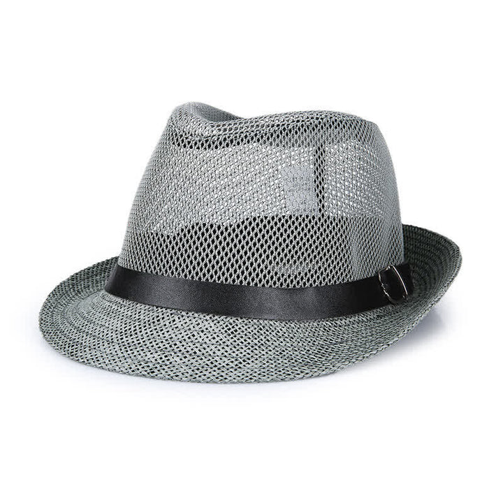 Chapeau Fedora en paille Panama simple et ajouré pour homme