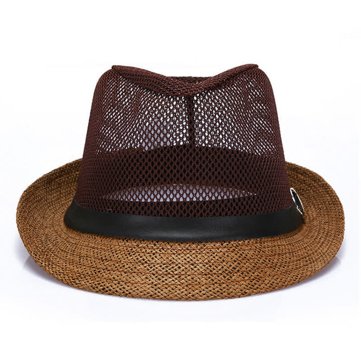 Chapeau Fedora en paille Panama simple et ajouré pour homme