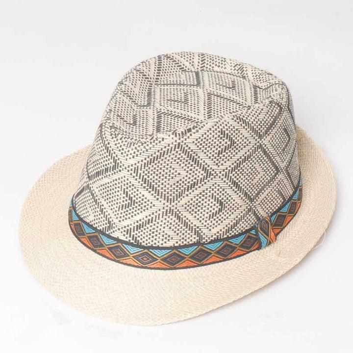 Chapeau Fedora d'été tressé style streetwear ethnique pour homme