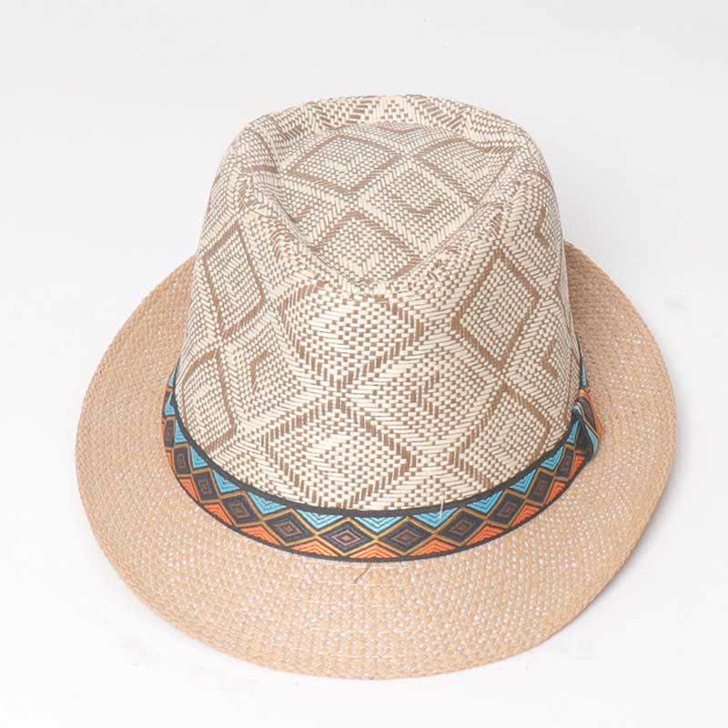 Chapeau Fedora d'été tressé style streetwear ethnique pour homme