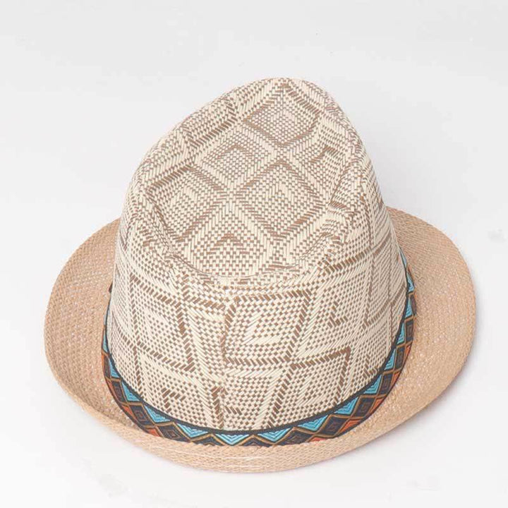 Chapeau Fedora d'été tressé style streetwear ethnique pour homme