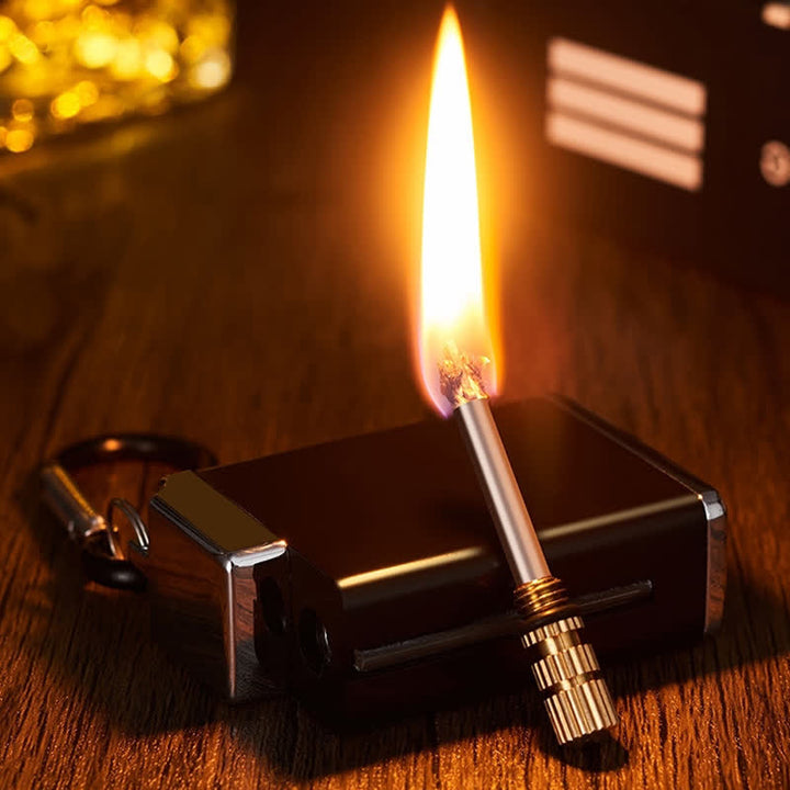 Mini cendrier rectangulaire portable 2 en 1, briquet à kérosène et allumette