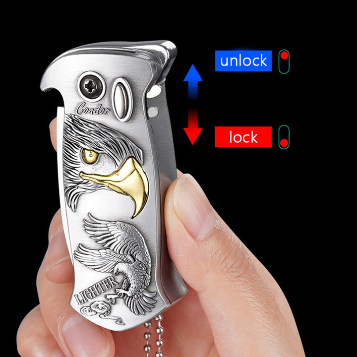 Briquet au butane rechargeable et pliable en métal coupe-vent