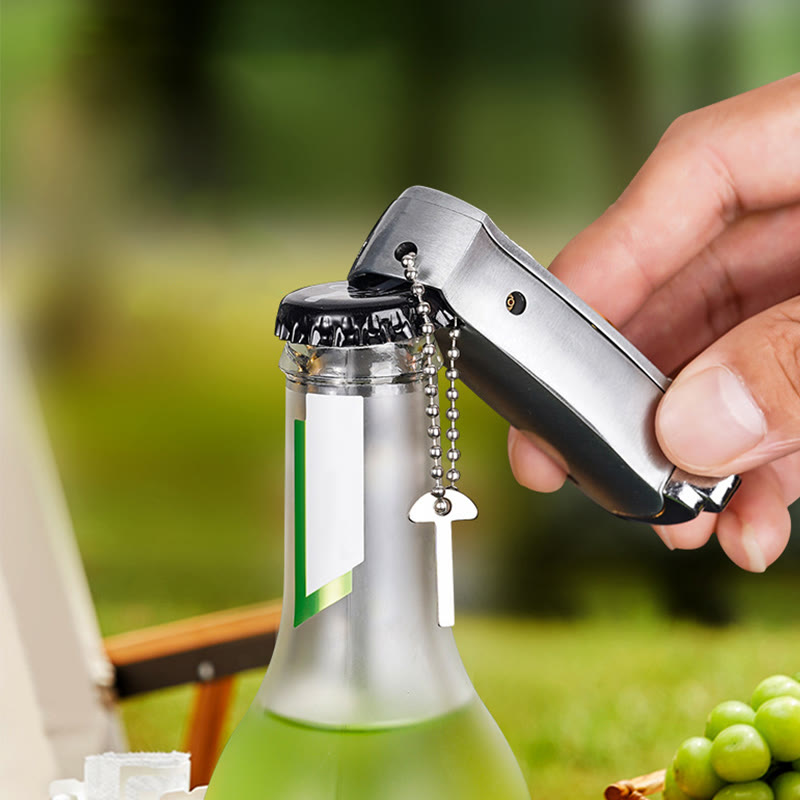 Briquet au butane rechargeable et pliable en métal coupe-vent