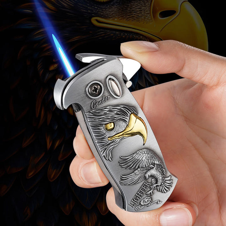 Briquet au butane rechargeable et pliable en métal coupe-vent