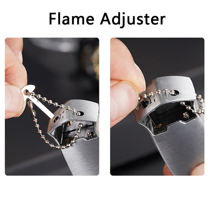 Briquet au butane rechargeable et pliable en métal coupe-vent