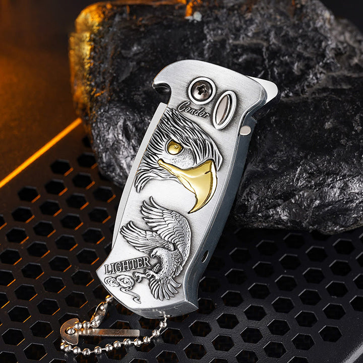 Briquet au butane rechargeable et pliable en métal coupe-vent