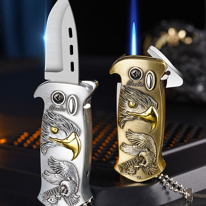 Briquet au butane rechargeable et pliable en métal coupe-vent