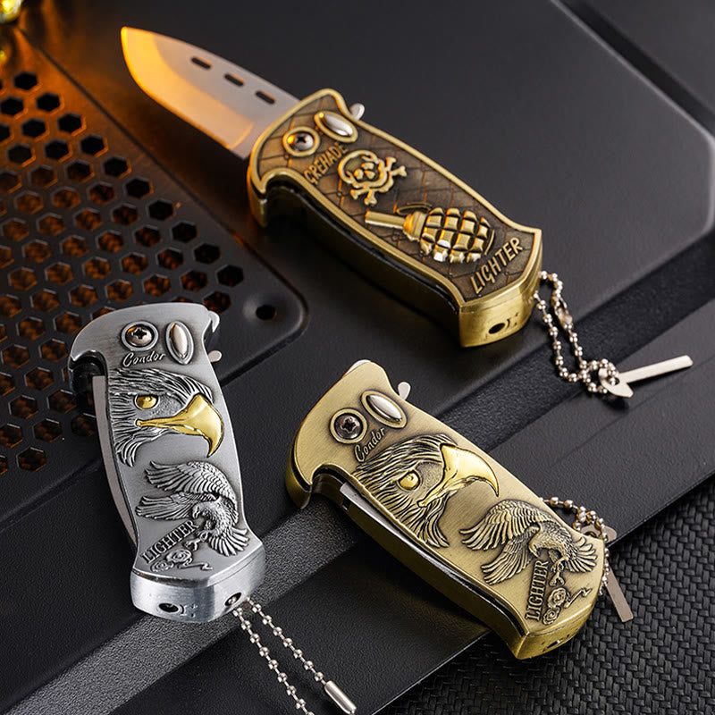 Briquet au butane rechargeable et pliable en métal coupe-vent
