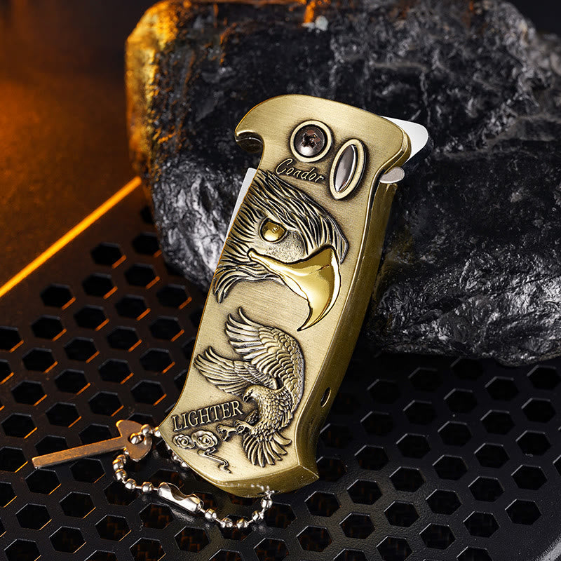 Briquet au butane rechargeable et pliable en métal coupe-vent