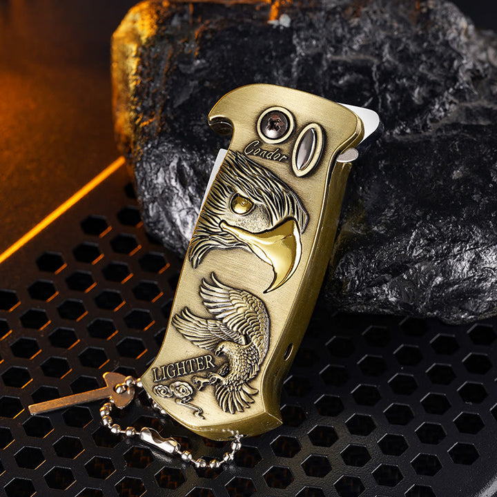 Briquet au butane rechargeable et pliable en métal coupe-vent