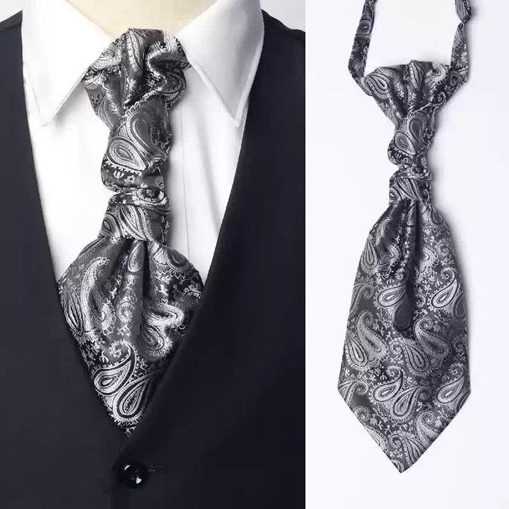 Cravate Ascot pré-nouée à motif cachemire pour homme