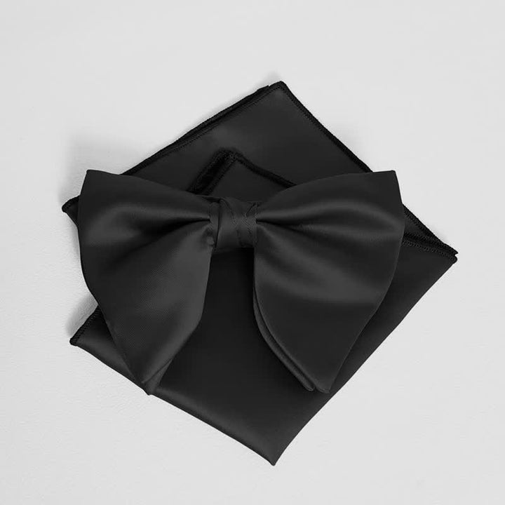 Pochette de costume pour homme, style britannique, couleur unie, surdimensionnée, avec nœud papillon pointu