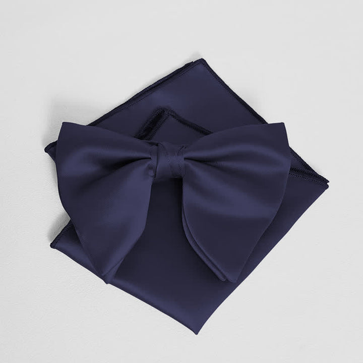 Pochette de costume pour homme, style britannique, couleur unie, surdimensionnée, avec nœud papillon pointu