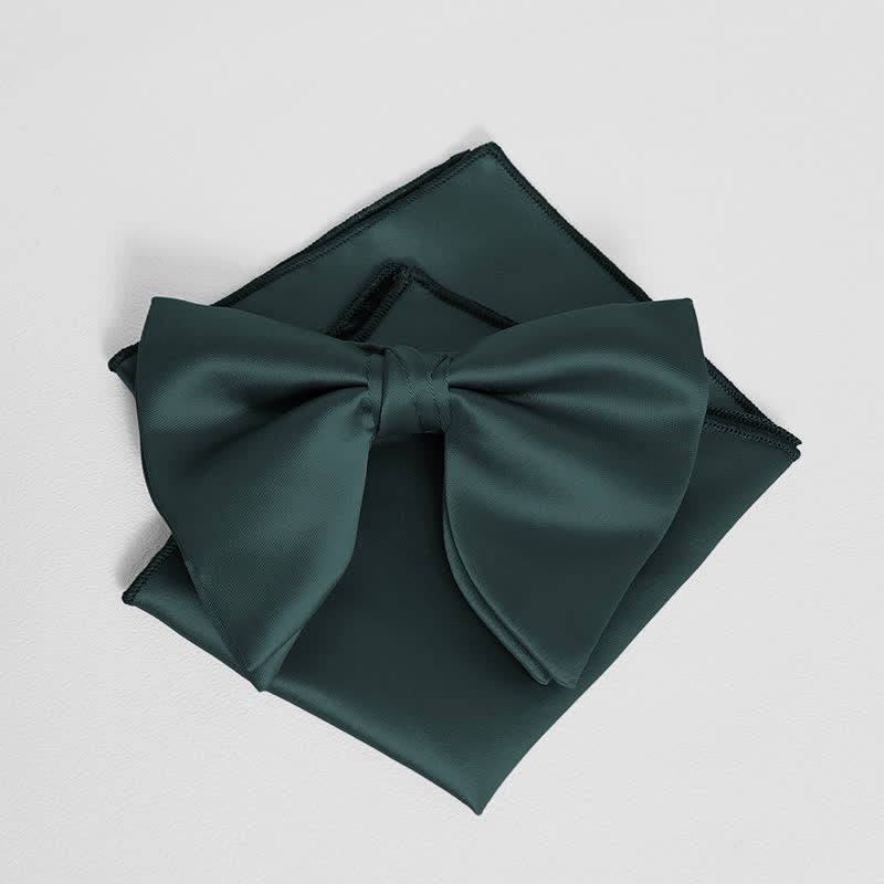 Pochette de costume pour homme, style britannique, couleur unie, surdimensionnée, avec nœud papillon pointu
