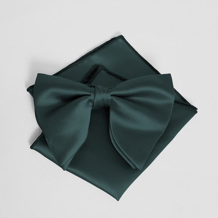 Pochette de costume pour homme, style britannique, couleur unie, surdimensionnée, avec nœud papillon pointu