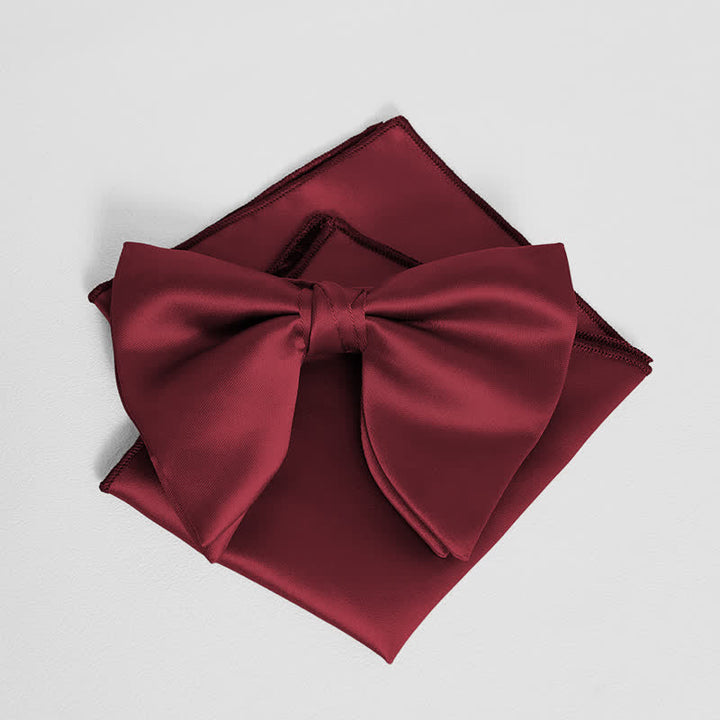 Pochette de costume pour homme, style britannique, couleur unie, surdimensionnée, avec nœud papillon pointu