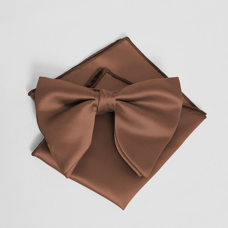 Pochette de costume pour homme, style britannique, couleur unie, surdimensionnée, avec nœud papillon pointu