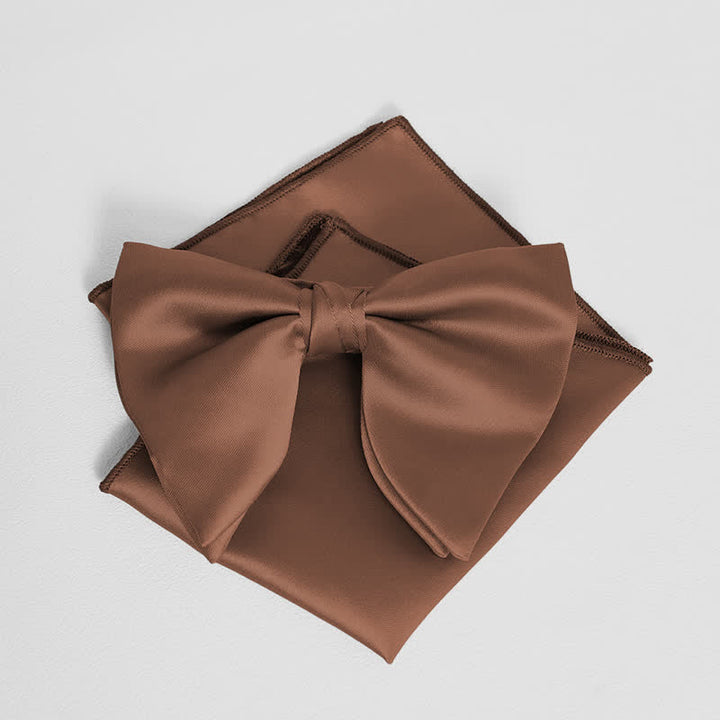 Pochette de costume pour homme, style britannique, couleur unie, surdimensionnée, avec nœud papillon pointu