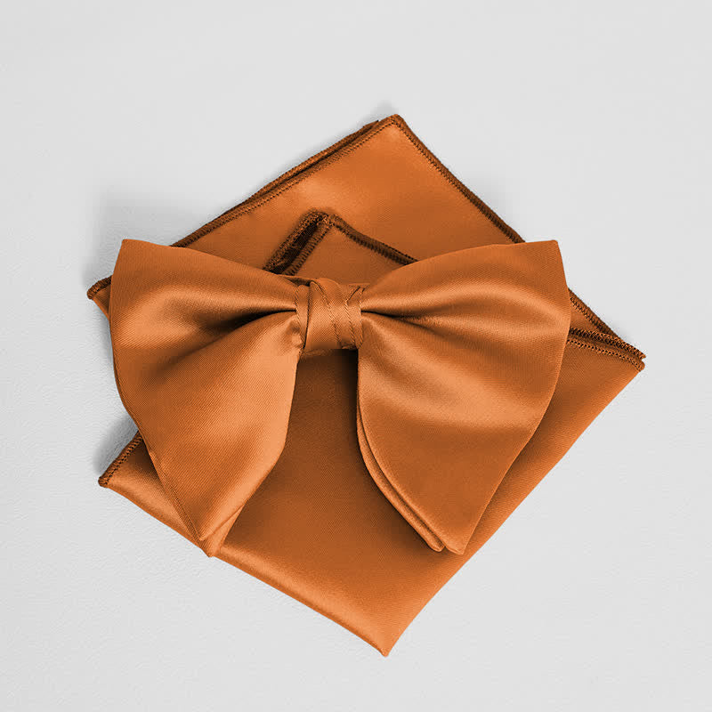 Pochette de costume pour homme, style britannique, couleur unie, surdimensionnée, avec nœud papillon pointu