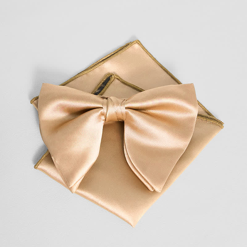 Pochette de costume pour homme, style britannique, couleur unie, surdimensionnée, avec nœud papillon pointu