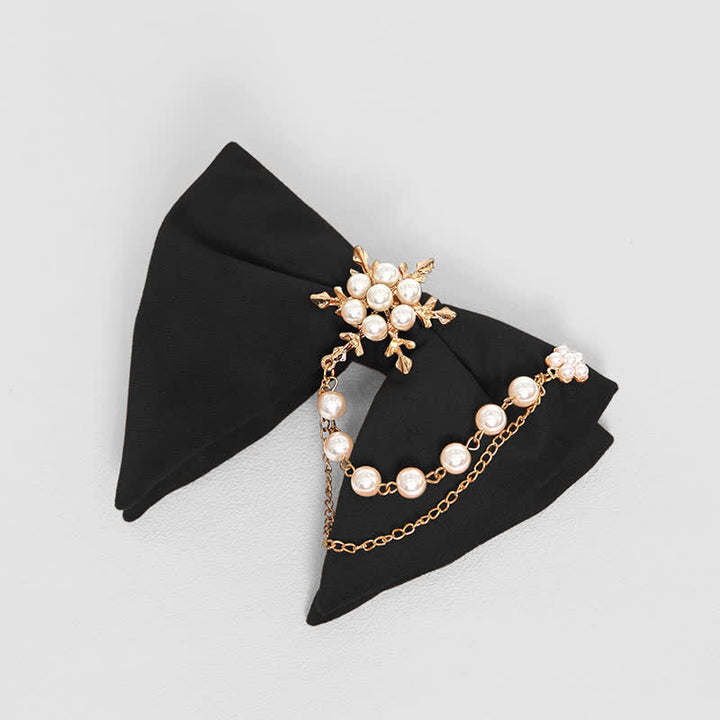Pochette de costume en velours avec nœud papillon et chaîne de perles pour homme