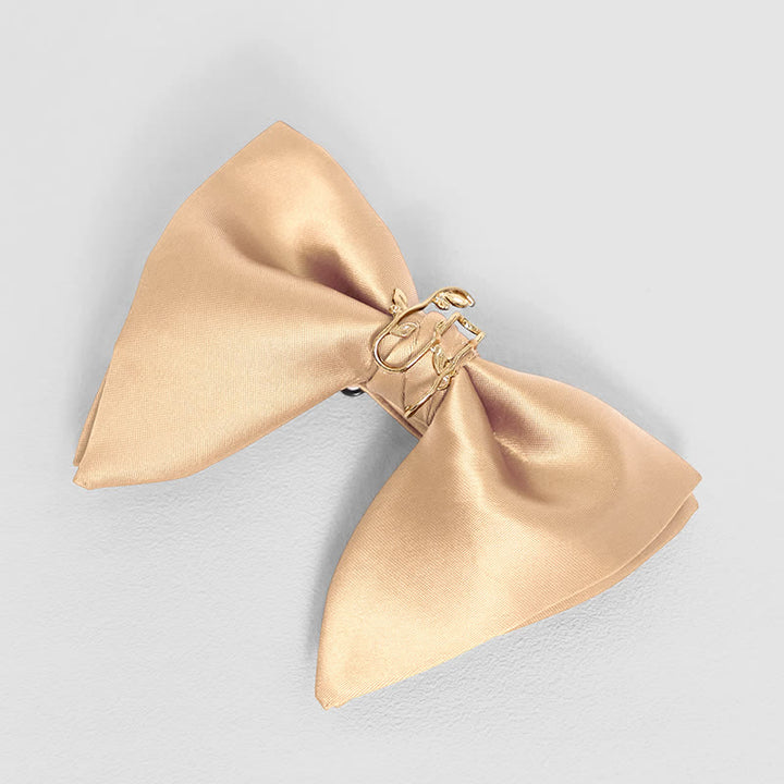 Nœud papillon surdimensionné à pointes et feuilles de vignes dorées pour homme
