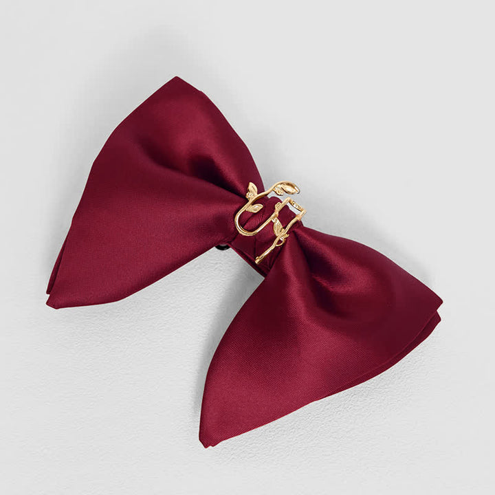 Nœud papillon surdimensionné à pointes et feuilles de vignes dorées pour homme