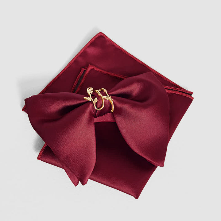 Nœud papillon surdimensionné à pointes et feuilles de vignes dorées pour homme