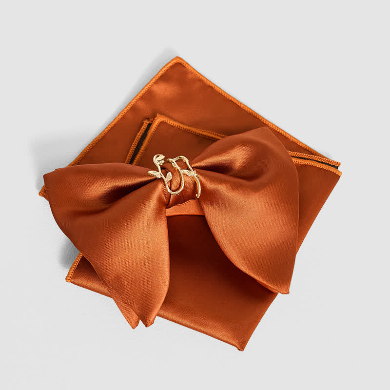 Nœud papillon surdimensionné à pointes et feuilles de vignes dorées pour homme