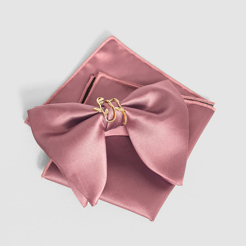 Nœud papillon surdimensionné à pointes et feuilles de vignes dorées pour homme