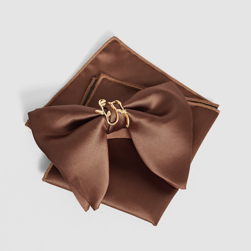 Nœud papillon surdimensionné à pointes et feuilles de vignes dorées pour homme