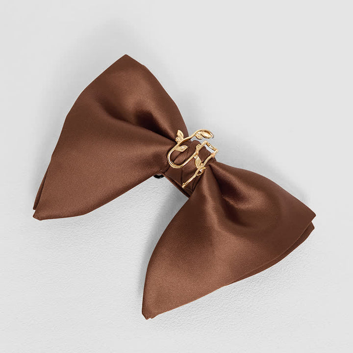 Nœud papillon surdimensionné à pointes et feuilles de vignes dorées pour homme