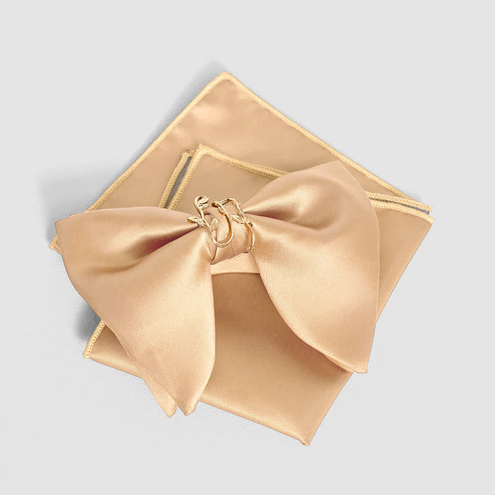 Nœud papillon surdimensionné à pointes et feuilles de vignes dorées pour homme