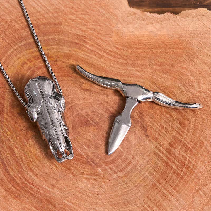 Boucle de ceinture multifonction avec pendentif en forme de tête de taureau Longhorn EDC