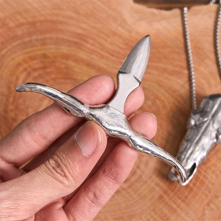 Boucle de ceinture multifonction avec pendentif en forme de tête de taureau Longhorn EDC