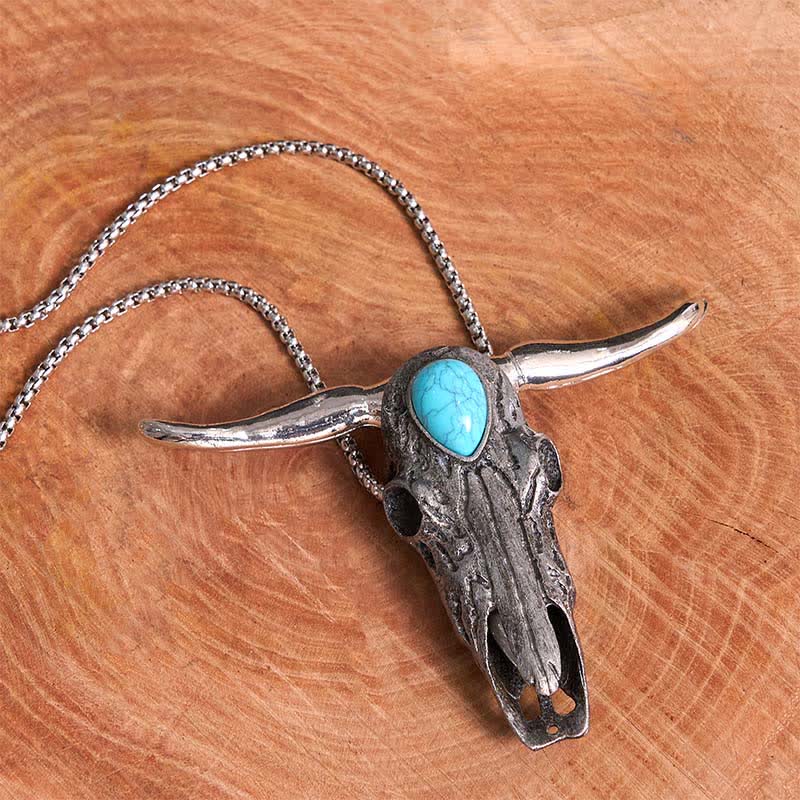 Boucle de ceinture multifonction avec pendentif en forme de crâne de Longhorn turquoise