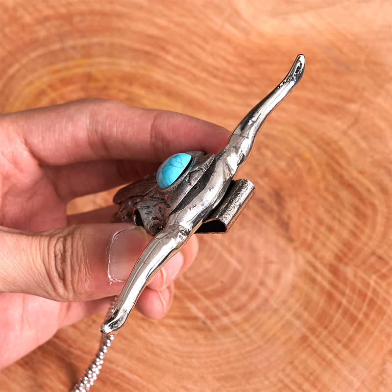 Boucle de ceinture multifonction avec pendentif en forme de crâne de Longhorn turquoise