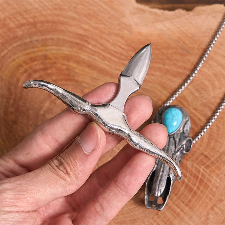 Boucle de ceinture multifonction avec pendentif en forme de crâne de Longhorn turquoise
