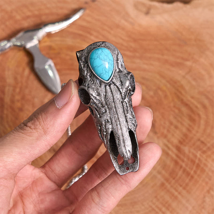 Boucle de ceinture multifonction avec pendentif en forme de crâne de Longhorn turquoise